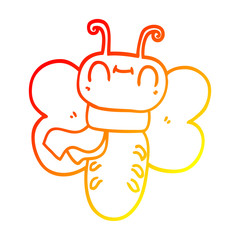 warm gradient line drawing funny cartoon butterfly