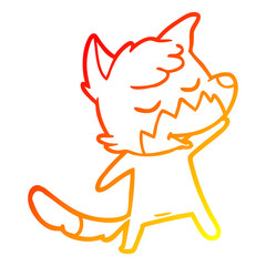 warm gradient line drawing friendly cartoon fox