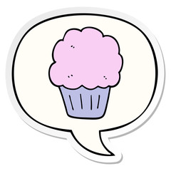 cartoon cupcake and speech bubble sticker