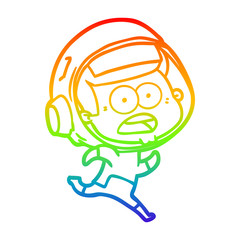 rainbow gradient line drawing cartoon surprised astronaut