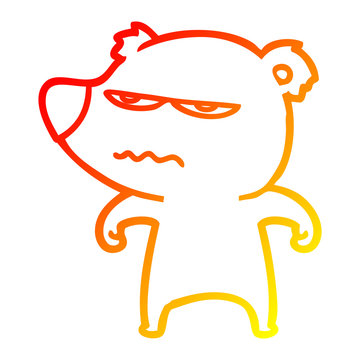 Warm Gradient Line Drawing Annoyed Bear Cartoon