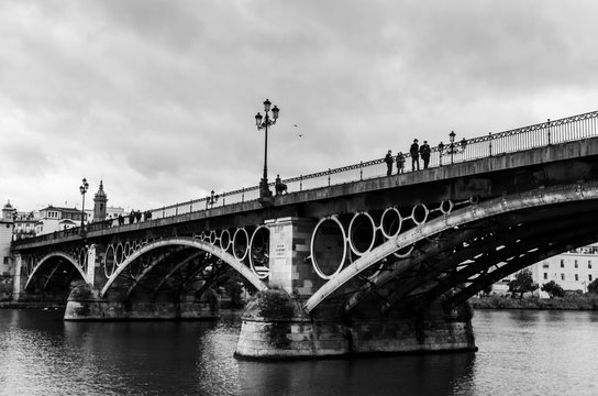 Tourism in the city of Seville, Plaza de Espa&ntilde;a, Triana neighborhood, Rio Guadalquivir ...