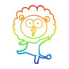 rainbow gradient line drawing happy cartoon lion
