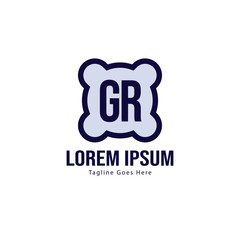 Initial GR logo template with modern frame. Minimalist GR letter logo vector illustration