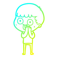 cold gradient line drawing cartoon man staring