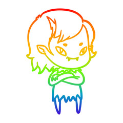 rainbow gradient line drawing cartoon friendly vampire girl