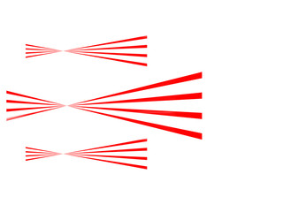 Obraz premium Abstract illustration of three red lines with a twist unbalanced and duplicated with two smaller ones on a brilliant white background