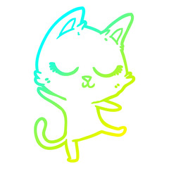 cold gradient line drawing calm cartoon cat