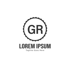 Initial GR logo template with modern frame. Minimalist GR letter logo vector illustration