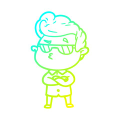 cold gradient line drawing cartoon cool guy