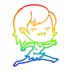 rainbow gradient line drawing cartoon undead vampire girl