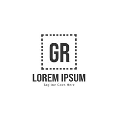 Initial GR logo template with modern frame. Minimalist GR letter logo vector illustration