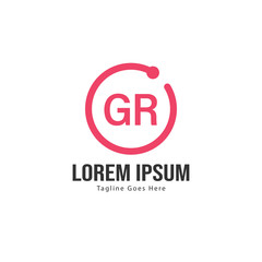 Initial GR logo template with modern frame. Minimalist GR letter logo vector illustration