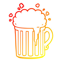 warm gradient line drawing cartoon mug of beer