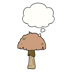 cartoon mushroom and thought bubble