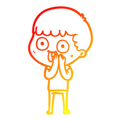 warm gradient line drawing cartoon man staring