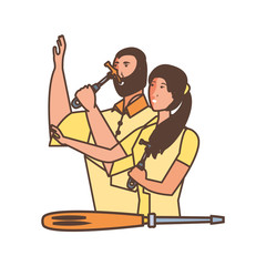 Avatar woman and man with tools design