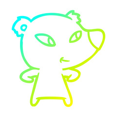 cold gradient line drawing cute cartoon bear