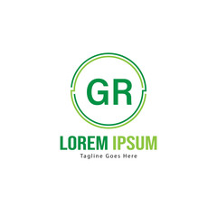 Initial GR logo template with modern frame. Minimalist GR letter logo vector illustration
