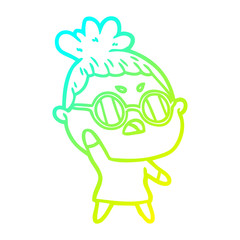 cold gradient line drawing cartoon annoyed woman
