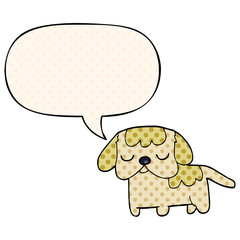 cute cartoon puppy and speech bubble in comic book style