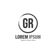 Initial GR logo template with modern frame. Minimalist GR letter logo vector illustration