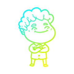 cold gradient line drawing cartoon friendly man
