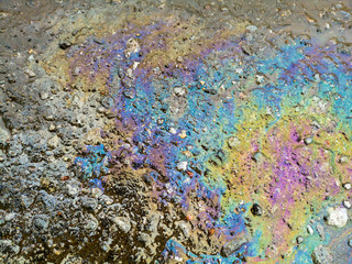 Gasoline stains on the wet as a background