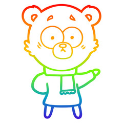 rainbow gradient line drawing surprised bear cartoon