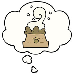 cartoon bowl of dog food and thought bubble