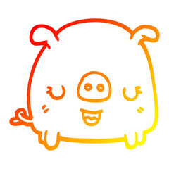 warm gradient line drawing cartoon pig