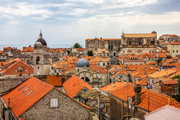 Fototapeta na wymiar Dubrovnik red roofs, Croatia. Old town fortress