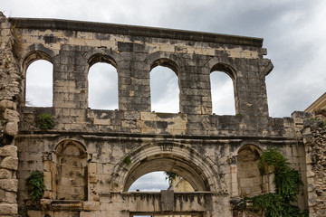 Split, Croatia : Diocletian palace wall architecture.