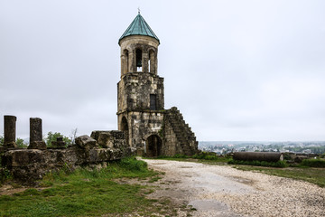 Fototapeta na wymiar Georgia, Bell tower of Bagrati Cathedral Orthodox church (XI century) in Kutaisi city