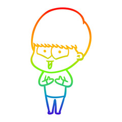 rainbow gradient line drawing cartoon happy boy