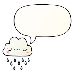 cartoon storm cloud and speech bubble in smooth gradient style