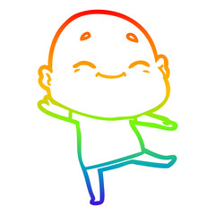 rainbow gradient line drawing cartoon happy bald man