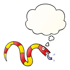 cartoon snake and thought bubble in smooth gradient style