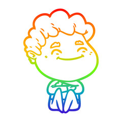 rainbow gradient line drawing cartoon friendly man