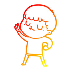 warm gradient line drawing cartoon grumpy boy