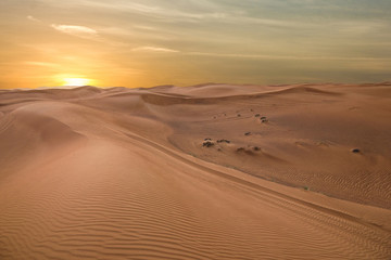 Sand dessert sunset landscape view, UAE