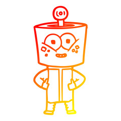 warm gradient line drawing happy cartoon robot