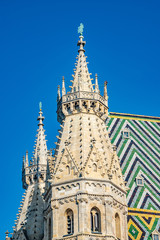 Fototapeta premium Main facade of city’s best Saint Stephen's Cathedral in Vienna, Austria, closeup