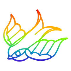 rainbow gradient line drawing cartoon tattoo swallow symbol