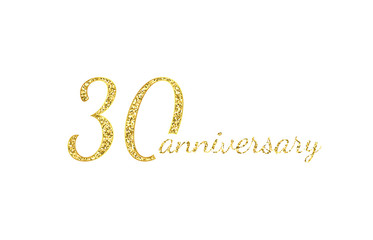 Obraz na płótnie Canvas 30 anniversary logo concept. 30th years birthday icon. Isolated golden numbers on black background. Vector illustration. EPS10.