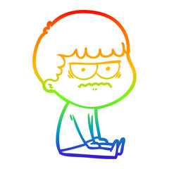 rainbow gradient line drawing cartoon annoyed man