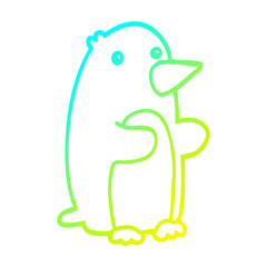 cold gradient line drawing cartoon penguin