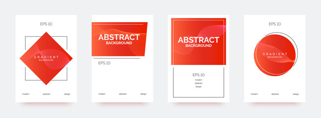 Red trendy banners, brochures, flyers, backgrounds with abstract gradient shapes.