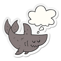 cartoon shark and thought bubble as a printed sticker