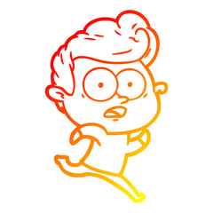 warm gradient line drawing cartoon staring man
